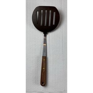 Vintage Robinson 12" Nylon 5 Slotted Spatula Turner Flipper Wood Handle USA